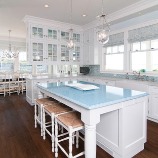 75 Beautiful Kitchen With A Farmhouse Sink And Blue Countertops
