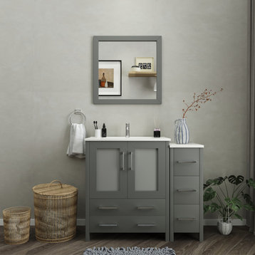 Vanity Art Single-Sink Vanity Set With Ceramic Top, 42", Gray