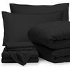 Bare Home 7-Piece Queen, King & Cal King Bed-in-a-Bag, Black, Black, Queen