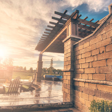 Outdoor Entertainment Patio, Spa, and Fire Pit