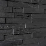 Woody Walls - 3D Wood Planks for Walls and Ceilings, 9.5 sq. ft, Dark Graphite - - 100% SOLID WOOD (RECLAIMED)