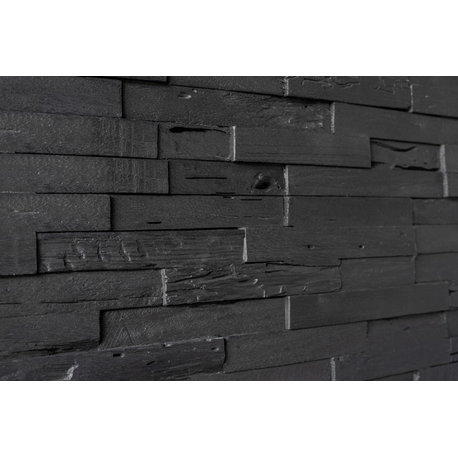 3D Wood Planks for Walls and Ceilings, 9.5 sq. ft, Dark Graphite