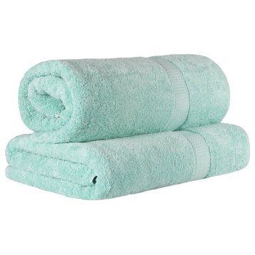 Luxury Solid Soft Hand Bath Bathroom Towel Set, 2 Piece Bath Sheet, Seafoam