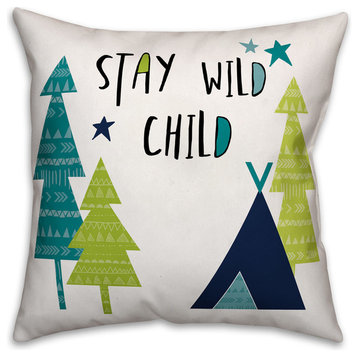 Stay Wild Child Cool Tones Design 16x16 Spun Poly Pillow