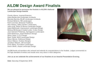 2018 AILDM National Landscape Design Award Finalists