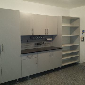 Workbench area and open Shelving