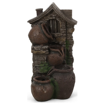Bartow Colquitt Outdoor 4 Tier Jar Fountain, Brown and Gray