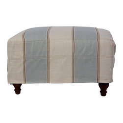 Sunset Trading Seacoast Ottoman - Slip Cover Set Only - Beach House Blue - Slipcovers And Chair Covers