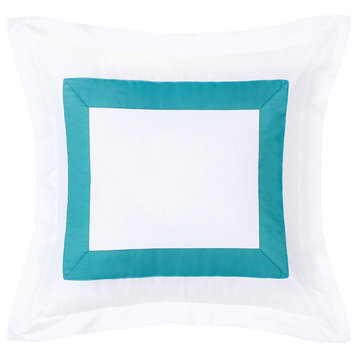 Turquoise Flange Sham Pillow Cover, 20"x20"