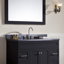 49 inch Transitional Single Bathroom Vanity Black Finish, Black Granite Top - Bathroom Vanities And Sink Consoles
