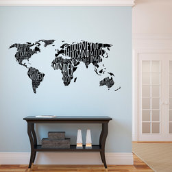 World Map with Travel Quotes Wall Decal - Wall Decals