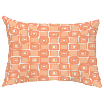 Square Pop 14"x20" Decorative Abstract Outdoor Throw Pillow, Coral