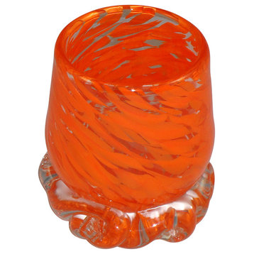 Traditional Hand Blown Votive and Shot Glass, Orange