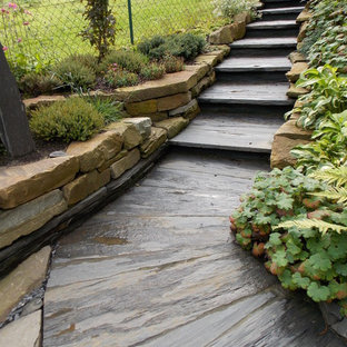 This is an example of a small classic straight staircase in Cologne with slate treads and slate risers.