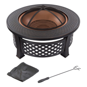 Fire Pits With A Spark Screen, Degano Round Wood Burning Fire Pit