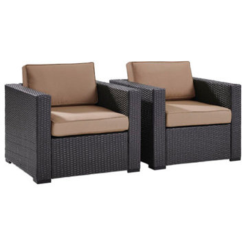 Biscayne Outdoor Wicker Chairs, Set of 2, Mocha
