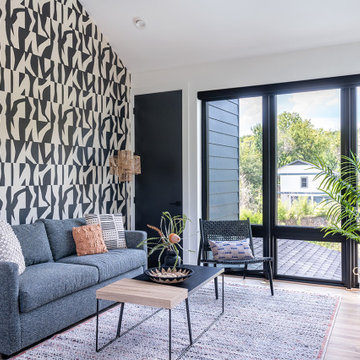 Graphic Black-and-White Family Room | East Austin, TX