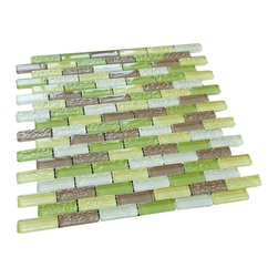 Soccer Green Crystal Glass Mosaic Tile Brick Pattern (Glossy&Matte) - Home Decor
