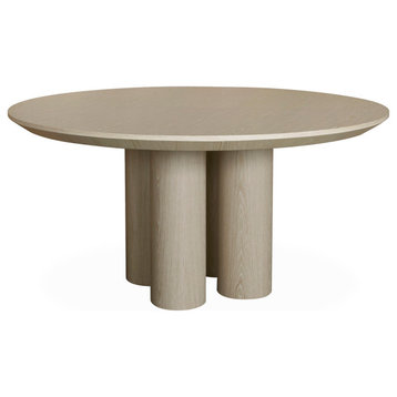 Bellevue Round Dining Table, 59", Transitional, Blonde Oak