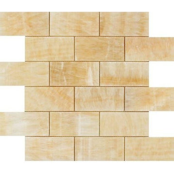 2 X 4 Honey Onyx Polished Brick Mosaic Tile