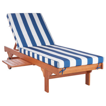 Safavieh Newport Chaise Outdoor Lounge Chair, Natural/Blue/White