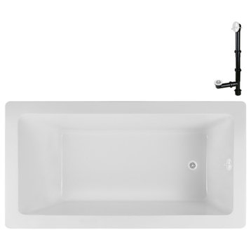 Streamline 72 in. x 36 in. Acrylic Drop-In Bathtub, Glossy White