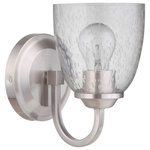 Craftmade - Craftmade Serene 1 Light Wall Sconce, Brushed Polished Nickel - The Serene is a lighting collection with beautifully sculpted lines. The metal and clear seeded glass is a blend of understated tranquility that soothes and balaces with your surroundings.