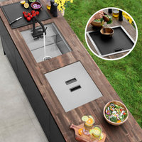 Concealed Dual-Mount Steel Utility Sink 20", 1-Hole Prep Sink, Dura-Tek, Black