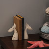 Set of 2 White Cast Iron Whale Tail Bookends Nautical Home Decor Bookshelf Scul