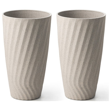 24"H Terrazzo Wave Textured Ceramic Planters, Set of 2