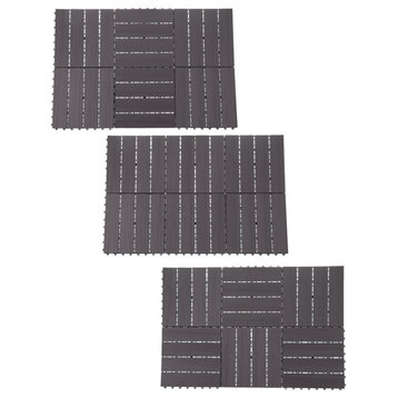 Set of 30 Wood/Plastic Composite Interlocking Deck Tiles