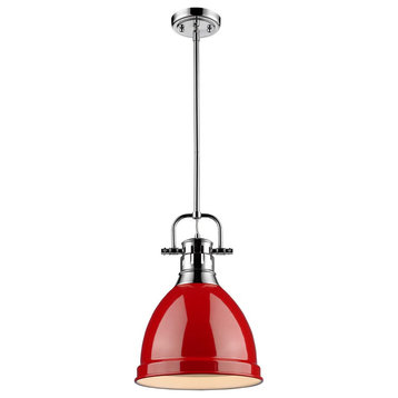 Golden Lighting 3604-S CH-RD Duncan Small Pendant With Rod, Chrome