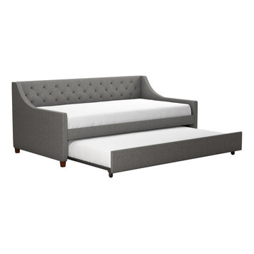 Novogratz Her Majesty Daybed and Trundle in Gray Linen