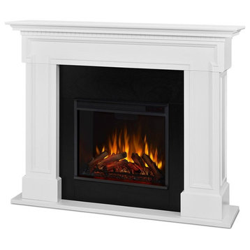 Bowery Hill Traditional Solid Wood Electric Fireplace in White