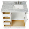 Cambridge 43" Bath Vanity, White With Marble Top, Carrara White/White Basin