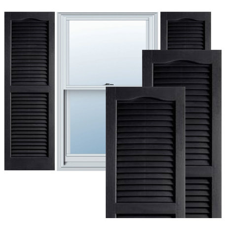 14 1/2" x 59" Builders Choice Vinyl Open Louver Window Shutters, w/Shutter Spike