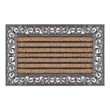 First Impression Molded Striped 18"x30" Rubber Coir Door Mat
