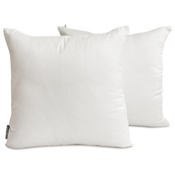 White Art Silk Plain, Solid Set of 2, 20"x20" Throw Pillow Cover - White Luxury