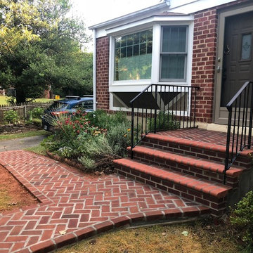 Herringbone Pavers Walkway with Running Bond Border in Silver Spring MD