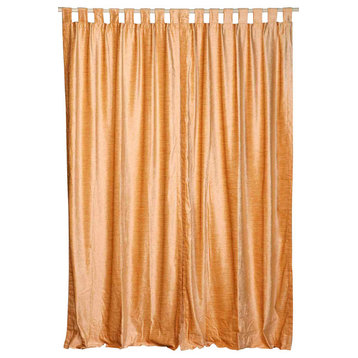 Lined-Peach Tab Top  Velvet Curtain / Drape / Panel   - 80W x 120L - Piece