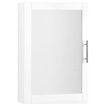 Bowery Hill Wood and Mirror Wall Cabinet in White/Chrome/Clear