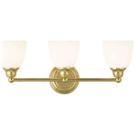 Livex Lighting - Livex Lighting 13663-02 Somerville - Three Light Bath Vanity - Mounting Direction: Up/Down  ShSomerville Three Lig Polished Brass Satin *UL Approved: YES Energy Star Qualified: n/a ADA Certified: n/a  *Number of Lights: Lamp: 3-*Wattage:100w Medium Base bulb(s) *Bulb Included:No *Bulb Type:Medium Base *Finish Type:Polished Brass