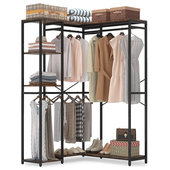 Freestanding Closet Organizer, 86 Garment Rack with Shelves & Hanging  RodsWhite