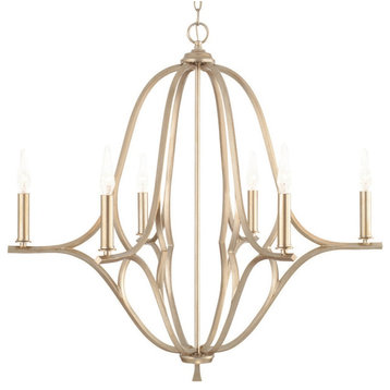 Capital Lighting 450061 Claire 6 Light 32"W Candle Style - Brushed Champagne