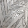 Oversize 51" Square Silver Bronze Leaves Painting, Blue Soft Neutral Wall Art