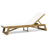 Noble House Maki Outdoor Acacia Wood Chaise Lounge in Teak and Cream (Set of 2)
