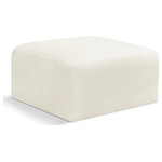 Meridian Furniture - Arc Upholstered Modular Component, Cream, 1-Piece: Ottoman, Velvet - Give your living room or den the perfect blend of style and versatility with this Arc velvet fabric ottoman. Part of the Arc modular furniture collection, this ottoman comes upholstered in rich cream velvet fabric that adds a touch of luxury while enhancing comfort and support. A seamless combination of form and function, this ottoman can be used with other Arc pieces to create a myriad of configurations in your well-curated room.