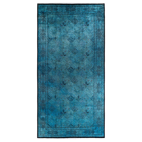 Overdyed, One-of-a-Kind Hand-Knotted Area Rug Blue, 8'2"x16'10"