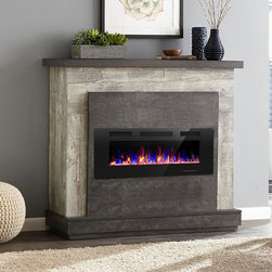 42" Insert & Wall Mounted Recessed Electric Fireplace Heater - Indoor Fireplaces