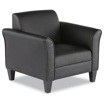 Alera Reception Lounge Series Club Chair, Black, Black Leather